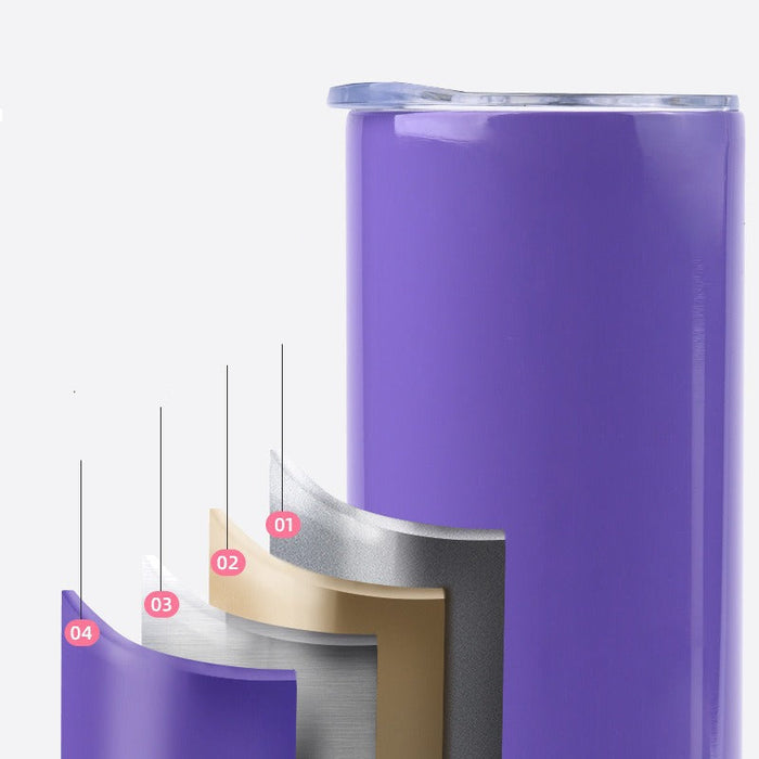 Wholesale Straight cup printed stainless steel thermos cup double-layer straight straw cup