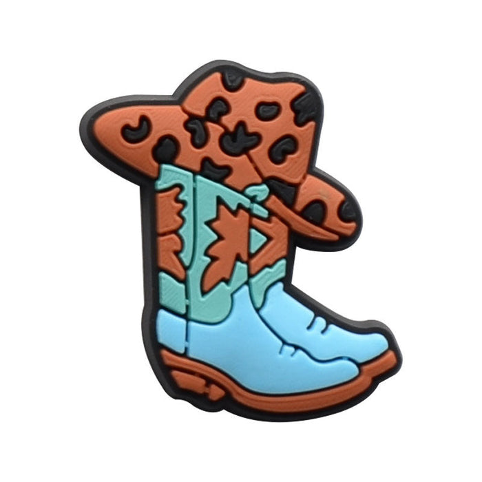 Wholesale 100 PCS PVC Cartoon Western Cowboy Style Cow Pattern DIY Shoe Buckle JDC-SC-RYY005