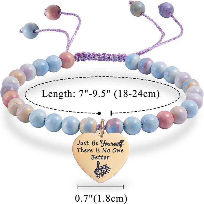 Wholesale Trendy Heart Shaped Rainbow Stone Bracelet Stainless Steel Fashion Accessory MOQ≥2