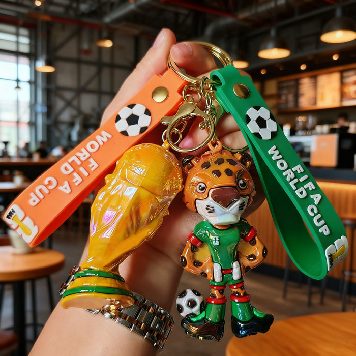 Wholesale World Cup themed electroplated silicone keychains