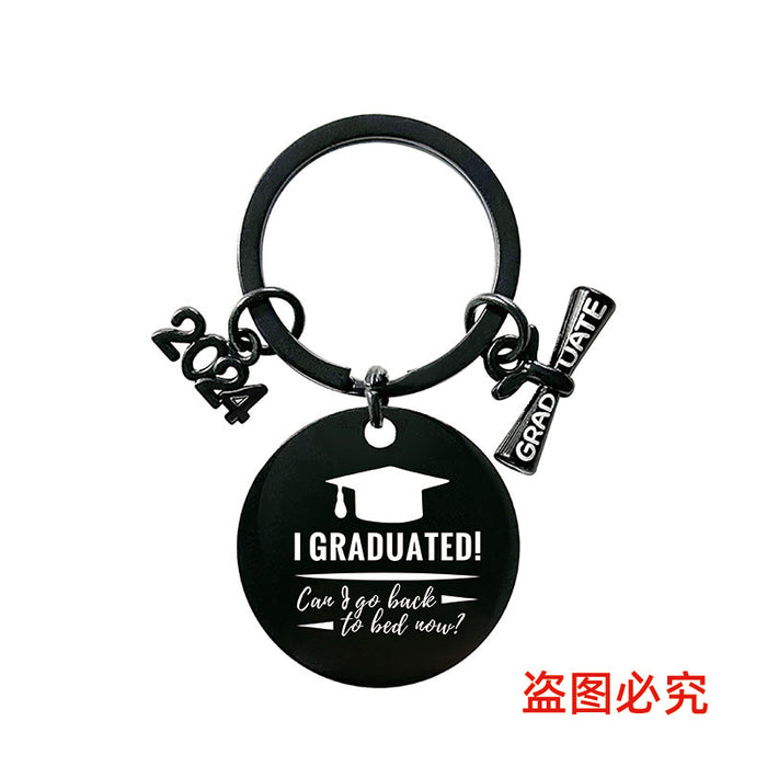 Wholesale Graduation Season Gift Round Stainless Steel Keychain JDC-KC-GangGu049