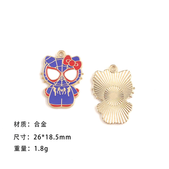 Wholesale 10pcs Cute personality cat cartoon collection alloy oil drop earrings pendant keychain pendant jewelry accessories