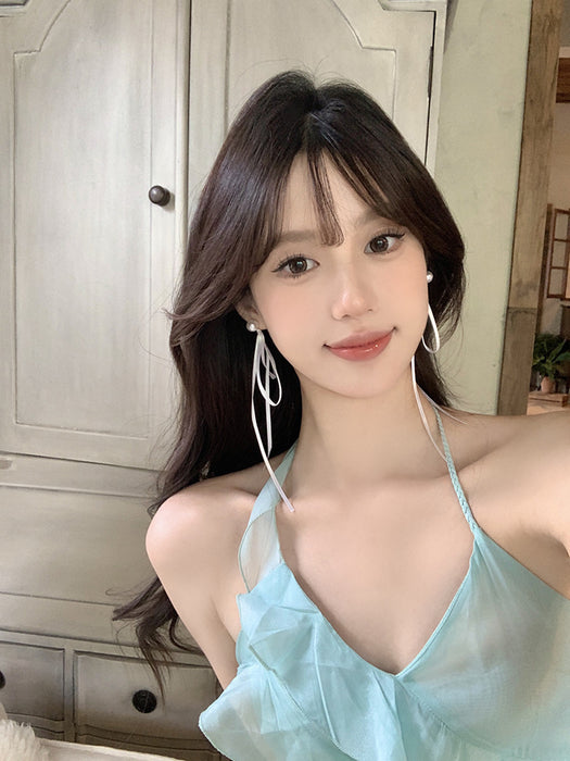 Wholesale Bow Ribbon Pearl Earrings Unique Sweet Earrings for Women