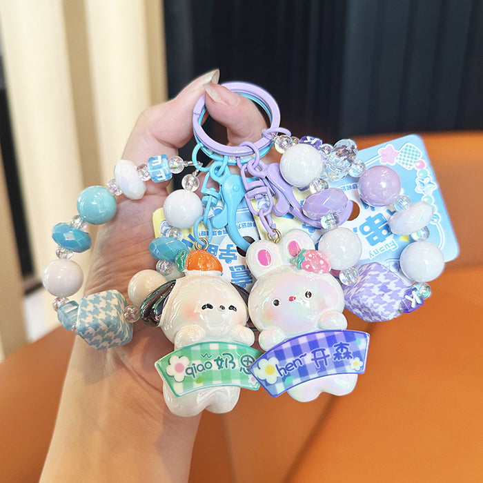 Wholesale Cartoon Cute Beaded Chain Cute Pet Keychain JDC-KC-LingY017