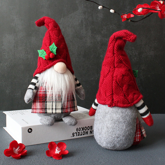 Wholesale Cute Braid Faceless Doll Plaid Hooded Forest Old Man Doll Home Stuffed Desktop Ornament