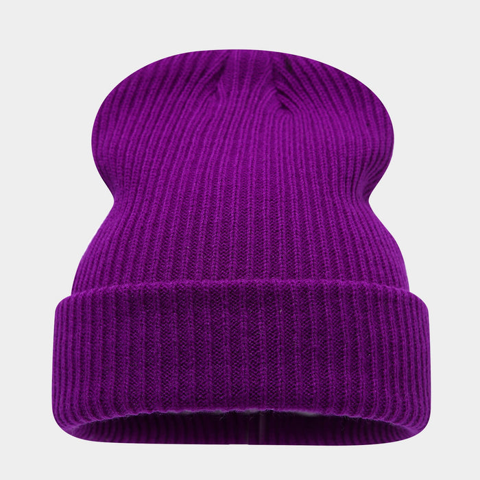 Wholesale Double-striped cuffed pullover warm knitted fashionhat