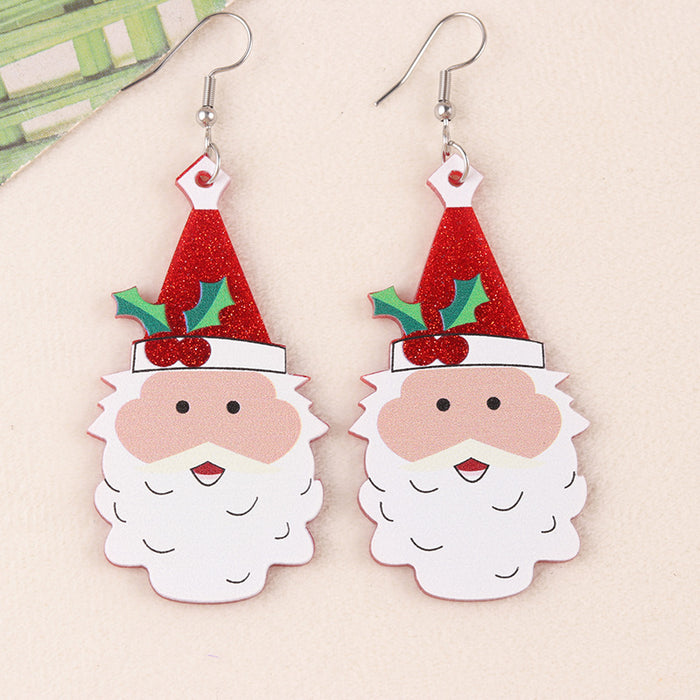 Wholesale Cartoon Christmas Series Acrylic Earrings Snowman Cup Flower Personalized Wine Bottle Earrings Ear Jewelry