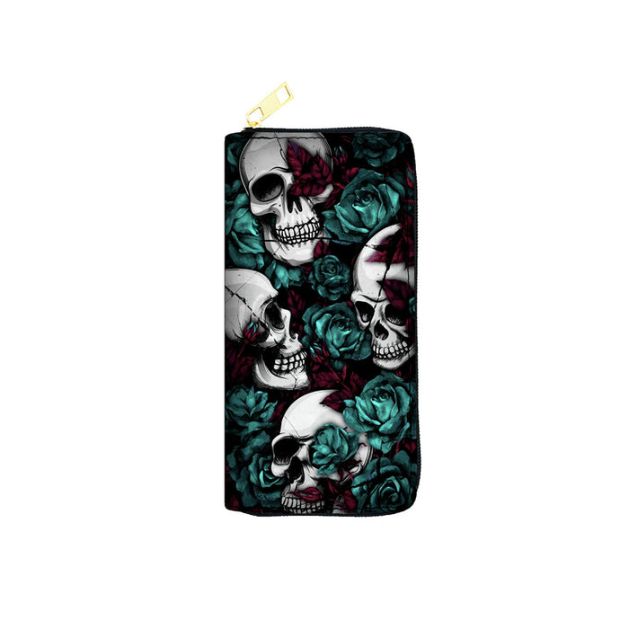 Wholesale 5pcs Cartoon Skull Print Long PU Wallet JDC-WT-JiRui010