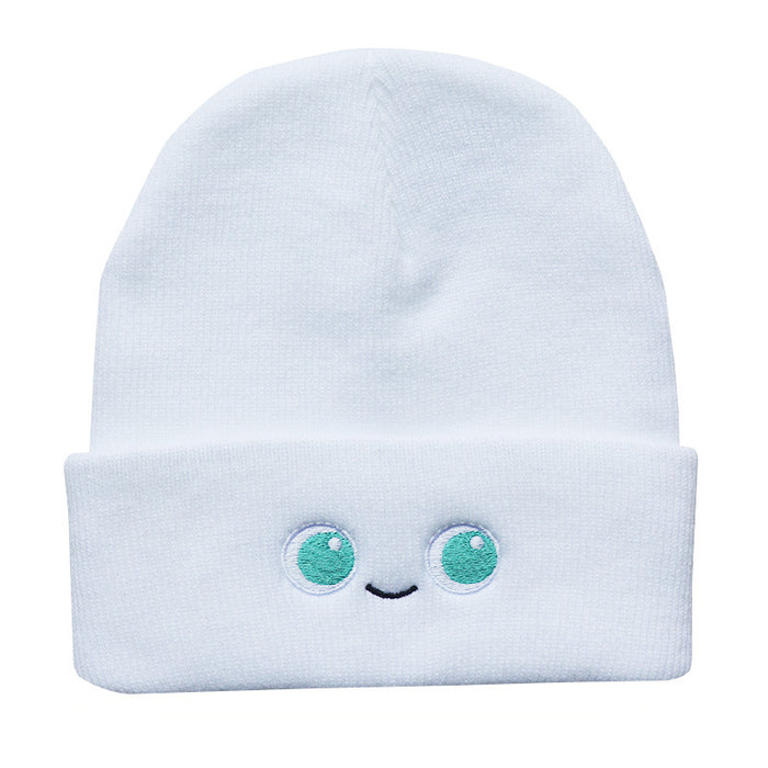 Wholesale Cartoon Cute Smiley Face Embroidery Acrylic Knitted Beanie JDC-FH-LvH015