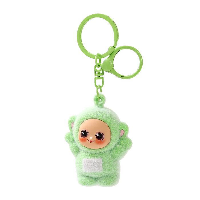 Wholesale Cute PVC Cartoon Keychain Pendant Flocking Key Ring Accessory for Kids minimum quantity：2