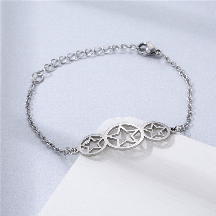 Wholesale Hollow Stainless Steel Glossy Star Bracelet JDC-BT-Mingm009