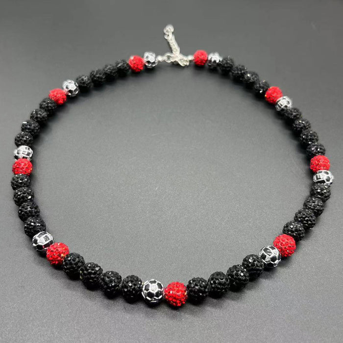 Wholesale Baseball necklace hip hop colorful diamond ball jewelry necklace