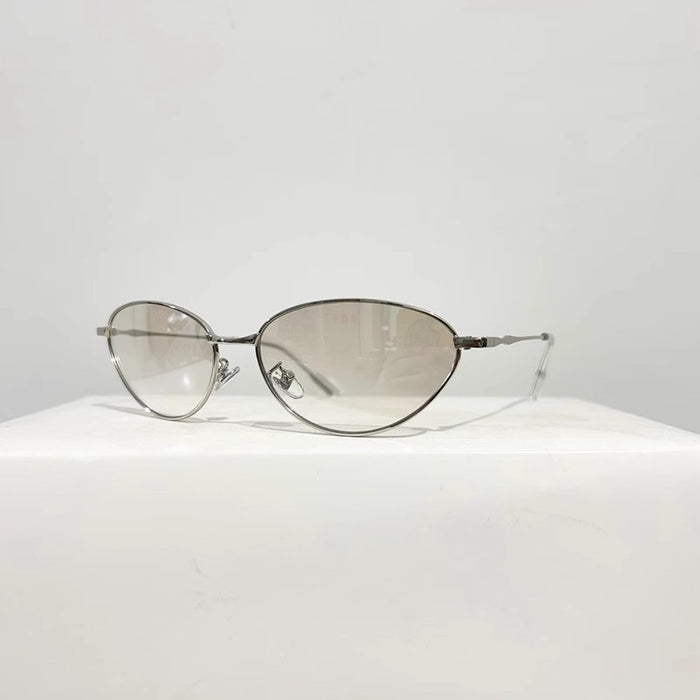 Wholesale Retro Future Technology Metallic Cat Eye Sunglasses Anti UV Sunglasses Fashion Texture