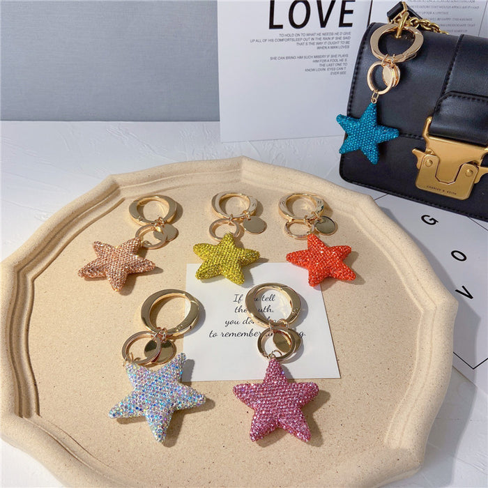 Wholesale Rhinestone Five-pointed Star Keychain JDC-KC-LX056