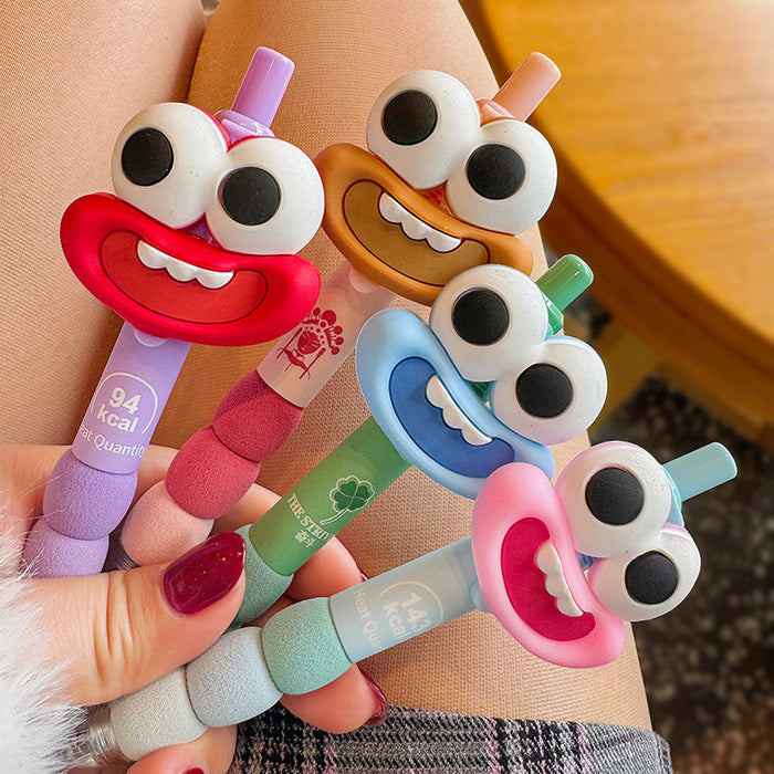Wholesale 4pcs Cute Big Mouth Big Eyes Funny Doll Pen Black Press Gel Pen