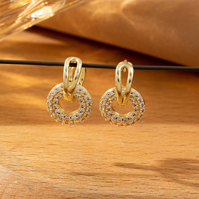 Wholesale Diamond-Encrusted Geometric Hoop Earrings Accessories