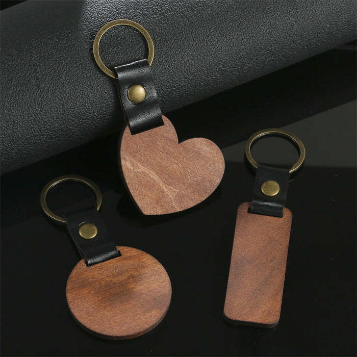 Wholesale Keychains Wooden PU Simple Handmade Love Circle JDC-KC-XiaYang001