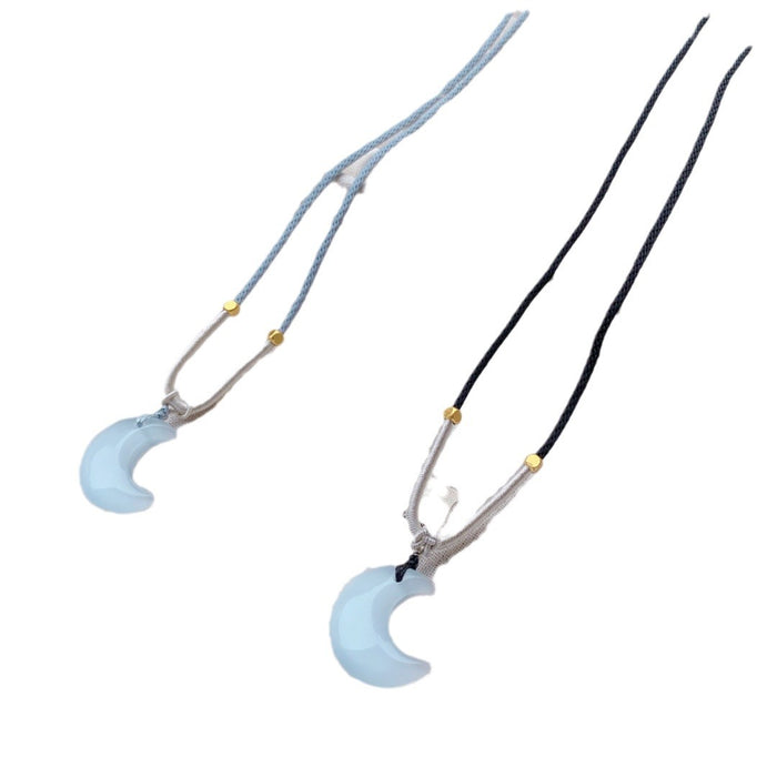 Wholesale Natural silver stone pendant necklace crescent