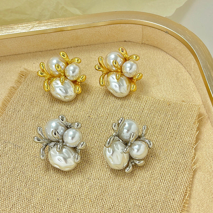 Wholesale Pearl Flower Ear Stud Women's  Earrings s925 Silver Needle