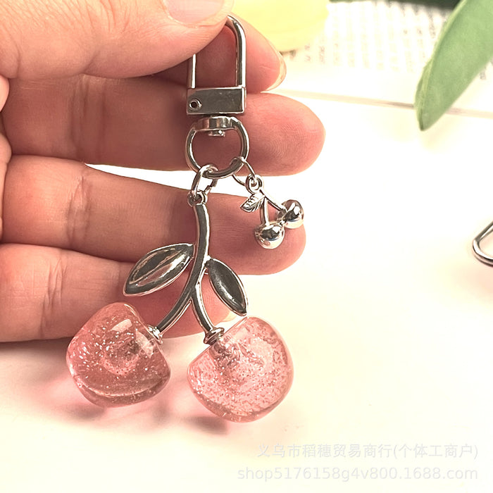 Wholesale Zinc Alloy Cherry Keychain Pendant Cute Simulated Fruit Design MOQ≥10