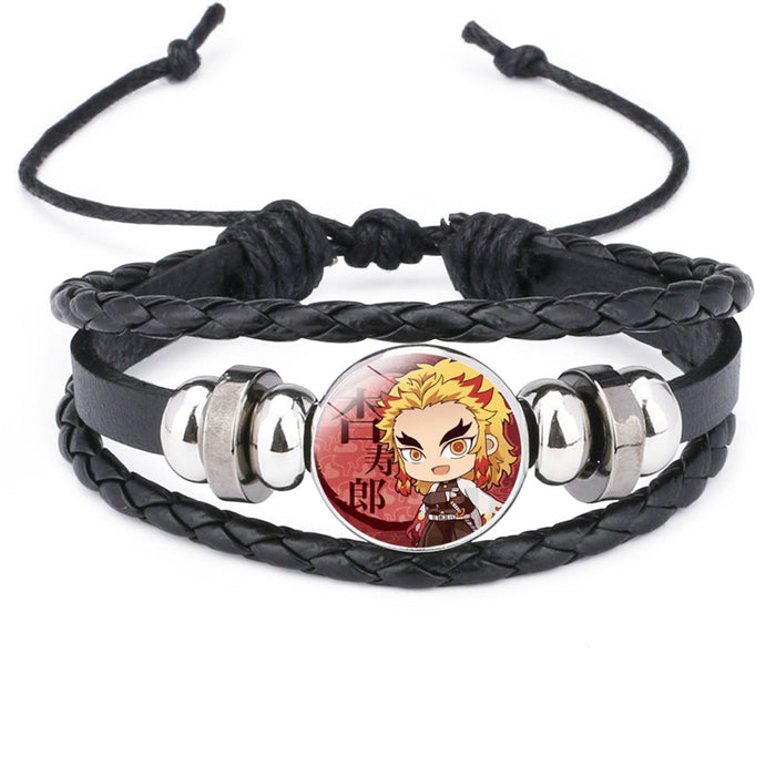 Wholesale Cartoon Time Gem Leather Handwoven Adjustable Bracelet