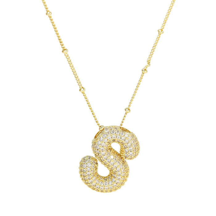 Wholesale 18k Brass Zircon Balloon 26 English Letters Necklace JDC-NE-BaiYi003