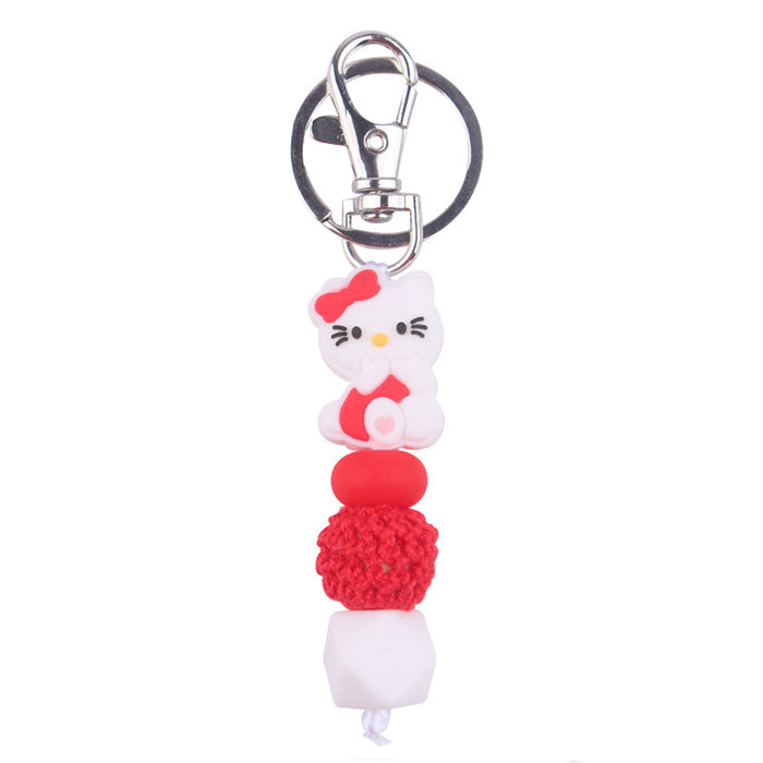 Wholesale Silicone Beaded Bracelet Jewelry Cartoon Cat Keychain Pendant Bag Pendant Accessories