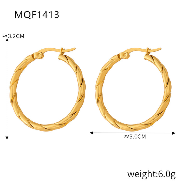 Wholesale Cold and elegant style, simple and personalized jewelry, geometric twist texture design, titanium steel O-ring