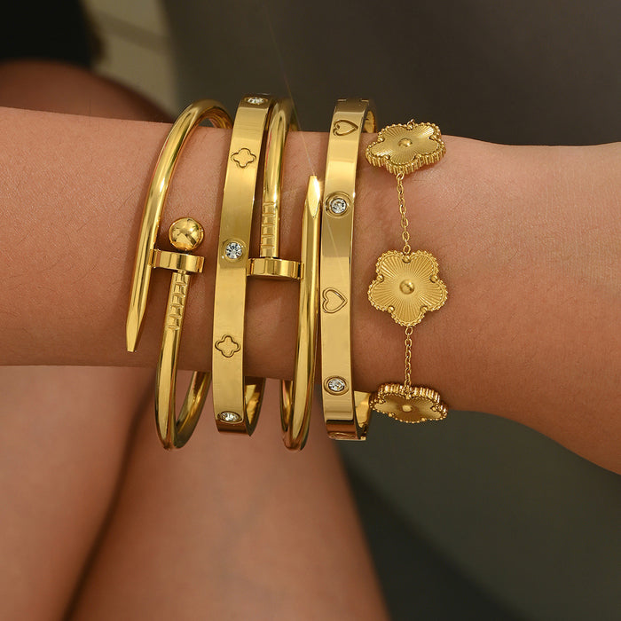Wholesale Stainless Steel Gold-Tone Bracelet Set — Fade-Resistant