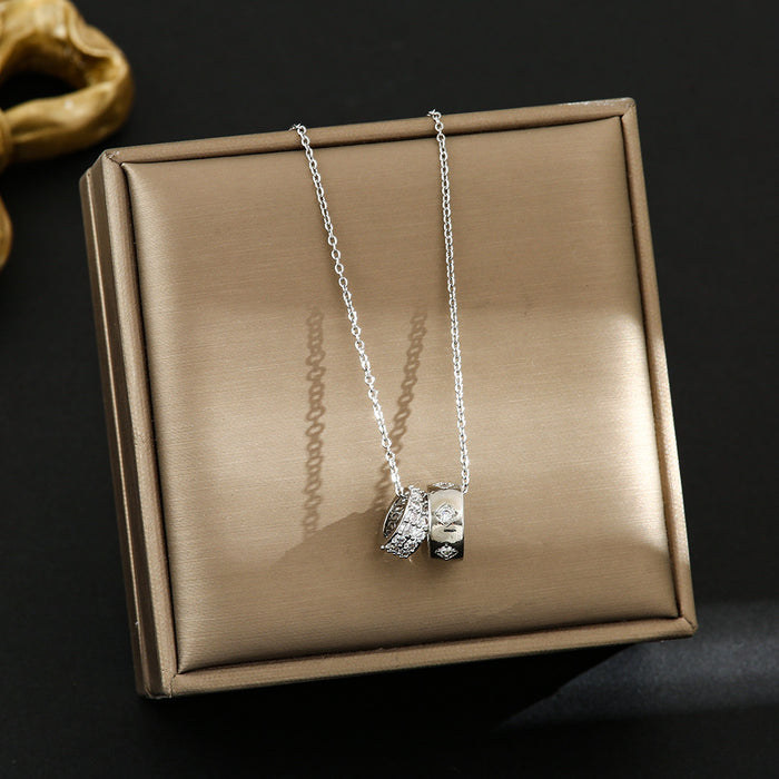 Wholesale Sparkling diamond-engraved circular titanium steel choker necklace