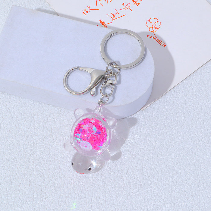 Wholesale Transparent Acrylic Turtle Keychain Padded Doll Pendant Girl Bag Pendant