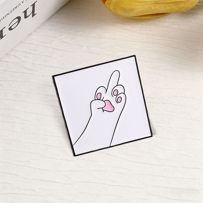 Wholesale Funny Cat Paw Middle Finger Zinc Alloy Enamel Brooch Pin Trendy Everyday Fashion Accessory Gift