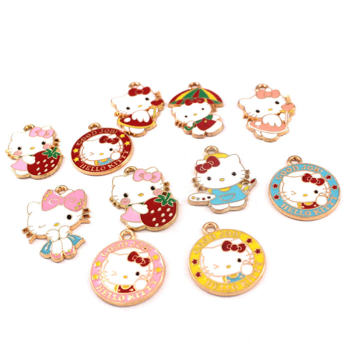 Wholesale 10pcs jewelry alloy cartoon  cat collection Princess earrings pendant necklace bracelet accessories cute keychain