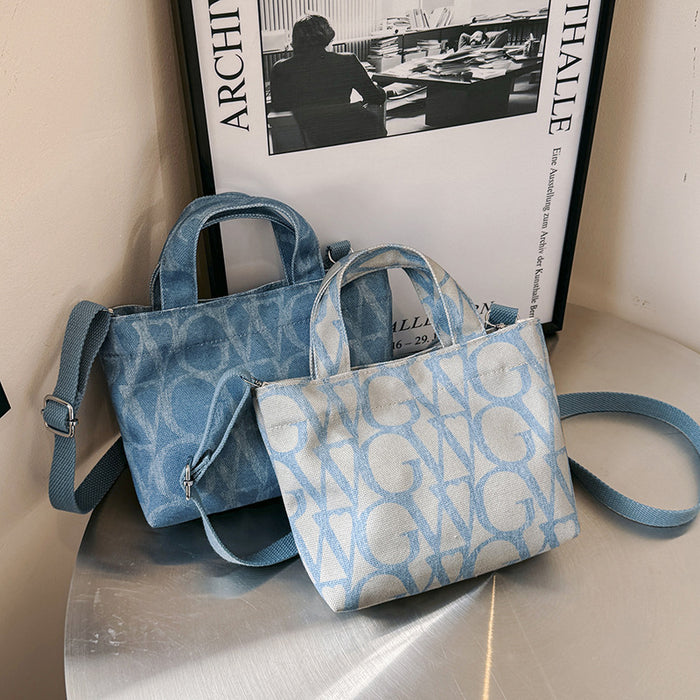 Wholesale Canvas letter printing portable small square bag trendy shoulder messenger bag