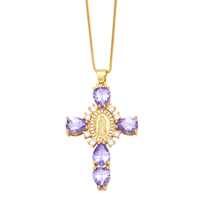 Wholesale Micro-paved Zirconia Pendant Cross Necklace JDC-NE-AS007