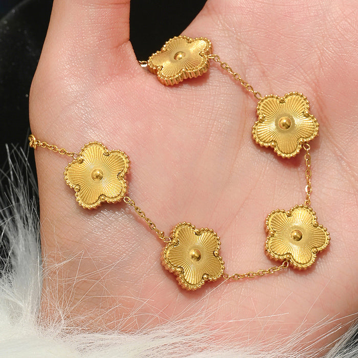 Wholesale Gold Bangle Set With Clover Rhinestone Design Chic Jewelry Accessory
