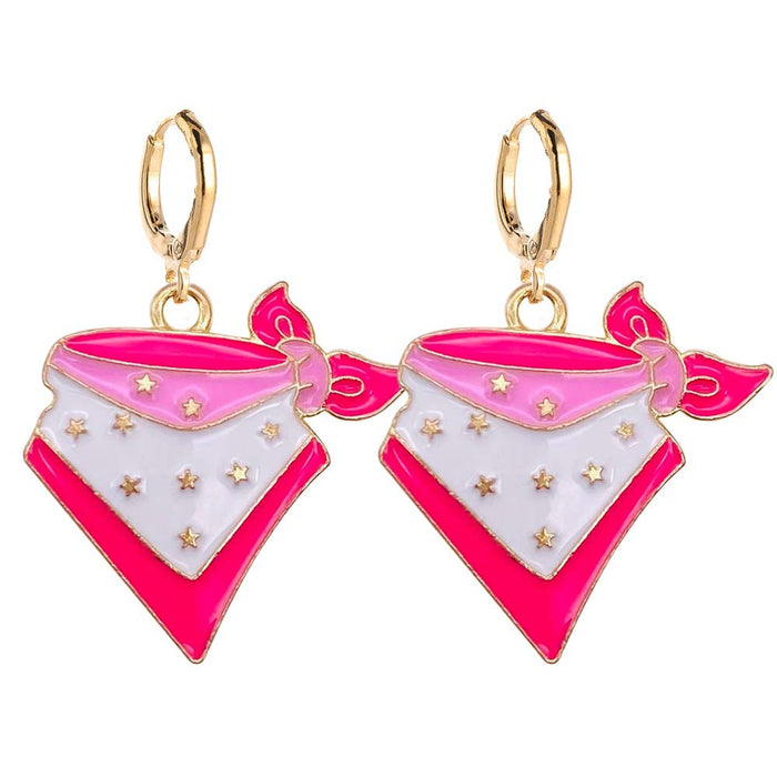 Wholesale Bull Head Pink Hat Cowboy Boots Alloy Earrings JDC-ES-Chengy039