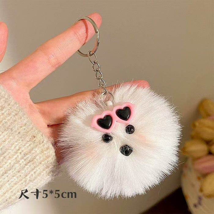 Wholesale Blush Little White Dog Plush Pendant Keychain