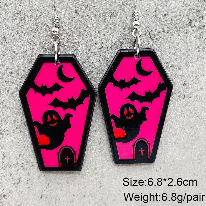 Wholesale  earrings coffin ghost bat acrylic earrings Amazon holiday jewelry
