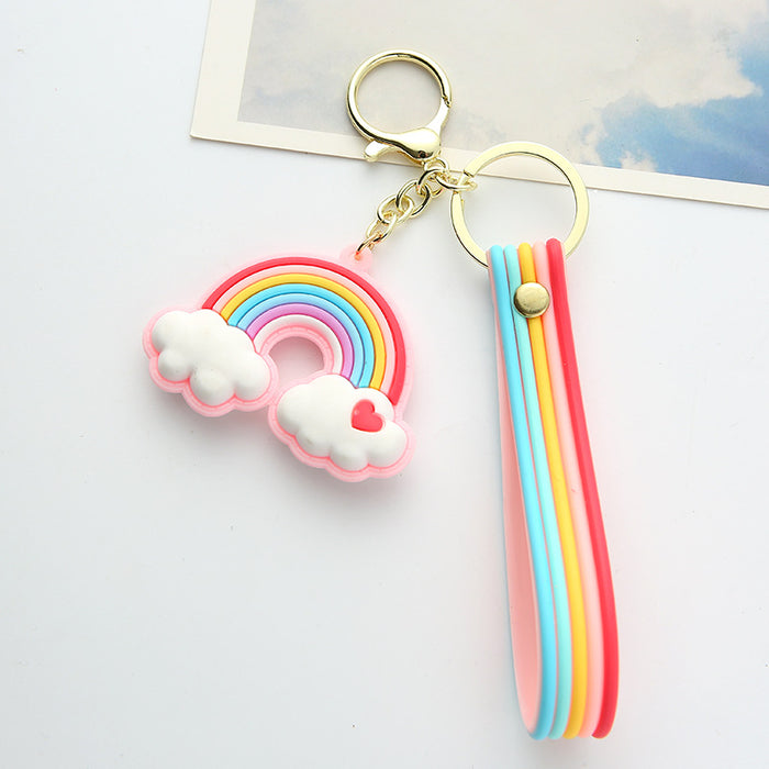 Wholesale  Keychain Cute Bell Rainbow Cloud Pendant Couple Bag Hanging Jewelry