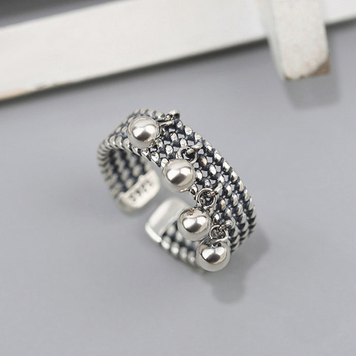 Wholesale Personalized round bead smooth ring for women, retro vintage vintage, multi-layer woven ring, open ring, hand accessory