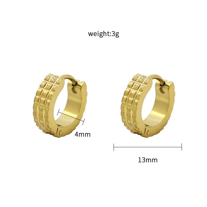Wholesale Embossed lattice stainless steel earrings