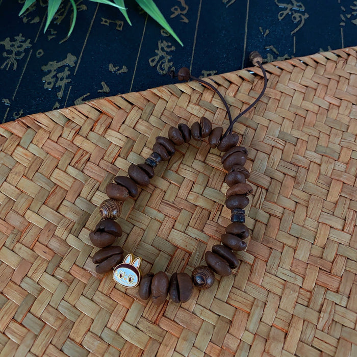 Wholesale Natural coffee bean beaded bracelets cute braided rope bracelets niche personality hand jewelry trend