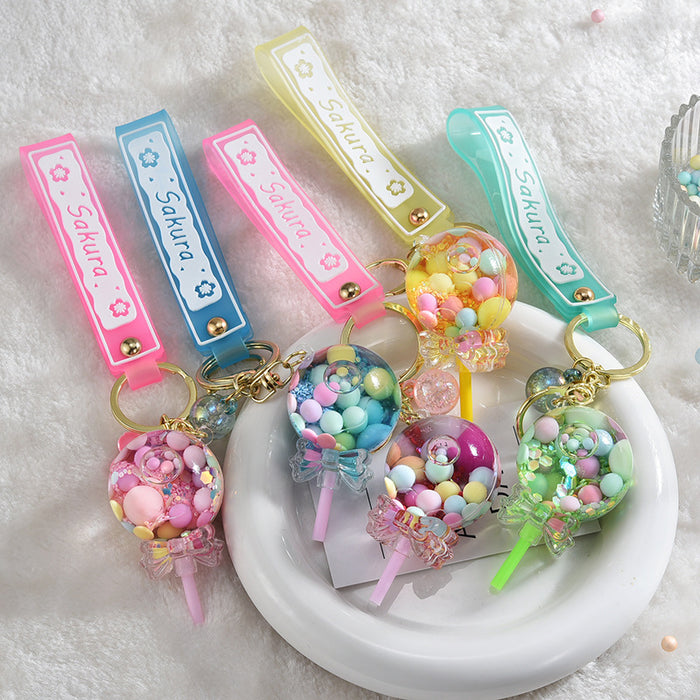 Wholesale Liquid Glitter Bottle &  Lollipop Acrylic Oil-Filled Keychain