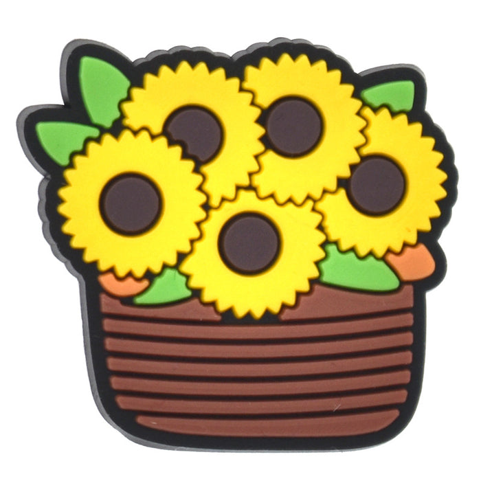 Wholesale Random 100pcs PVC Garden Sunflower Bee Hole Shoe Buckle DIY Accessories JDC-SC-RYY027