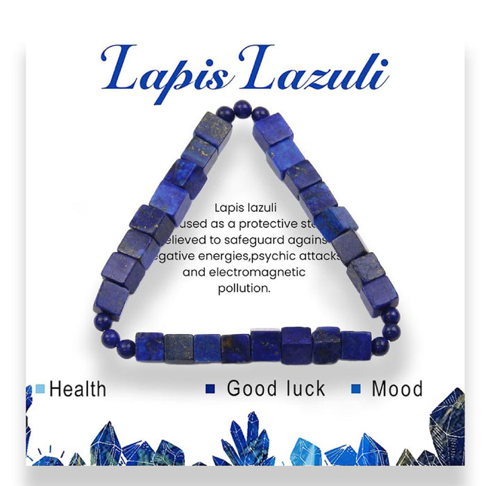 Wholesale Square Natural Stone Bracelet 6mm Powder Crystal Malachite Square Beaded Bracelet Volcanic Stone Tiger Eye Elastic Bracelet