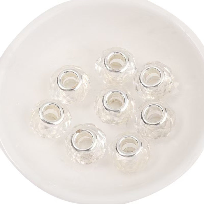 Wholesale spacer Faceted Wheel Plastic Beads Large Hole DIY Jewelry Craft Supply MOQ≥10