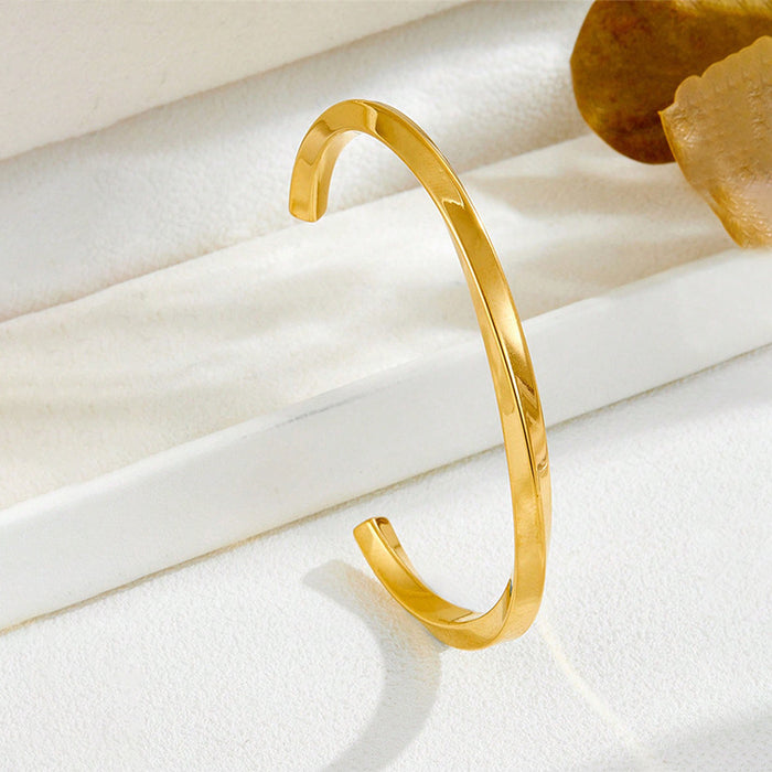 Wholesale Titanium steel C-shaped twisted Möbius open bracelet