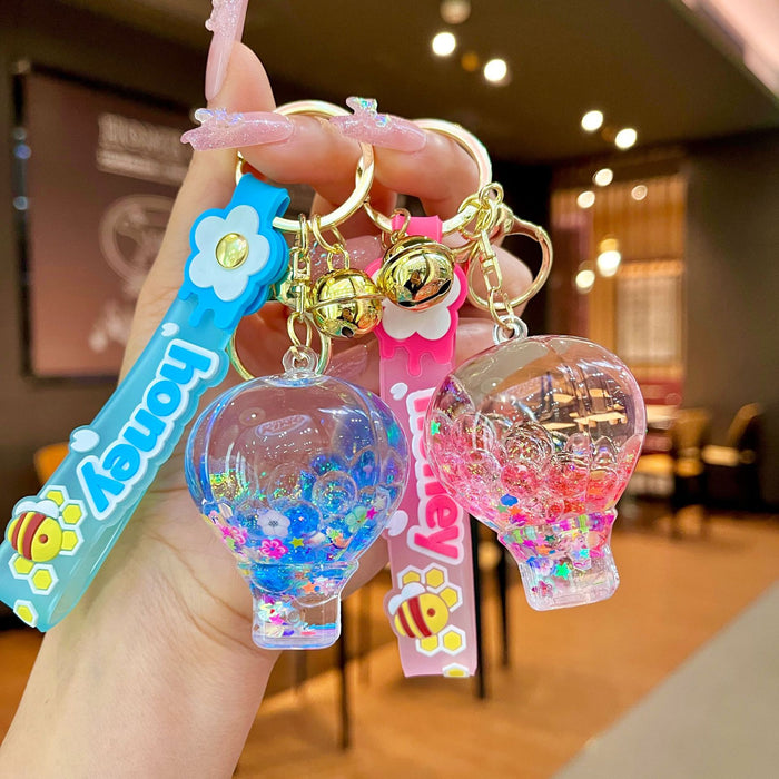 Wholesale Acrylic Crystal Luminous Hot Air Balloon Keychain JDC-KC-JinM009