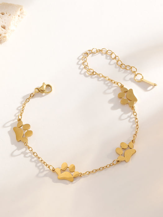 Wholesale 2pcs Stainless Steel Pet Paw Print Bracelet